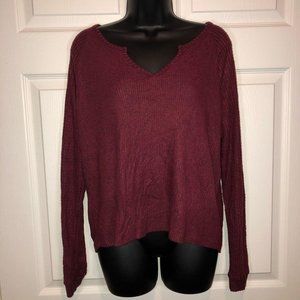Planet Gold Zinfandel Heather Juniors' Super Soft Ribbed Top - L